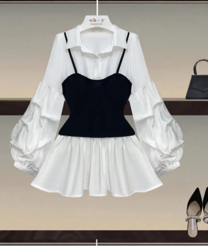 Chiffon Lantern Sleeve Casual Shirt