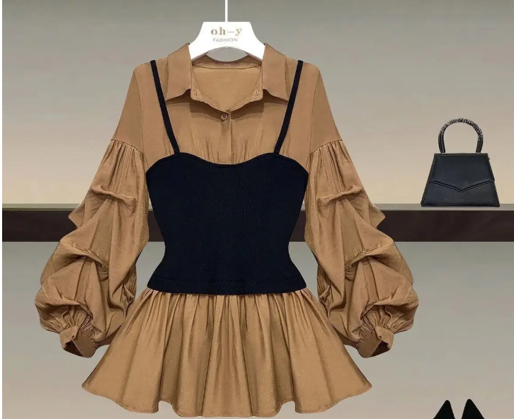 Chiffon Lantern Sleeve Casual Shirt