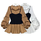 Chiffon Lantern Sleeve Casual Shirt